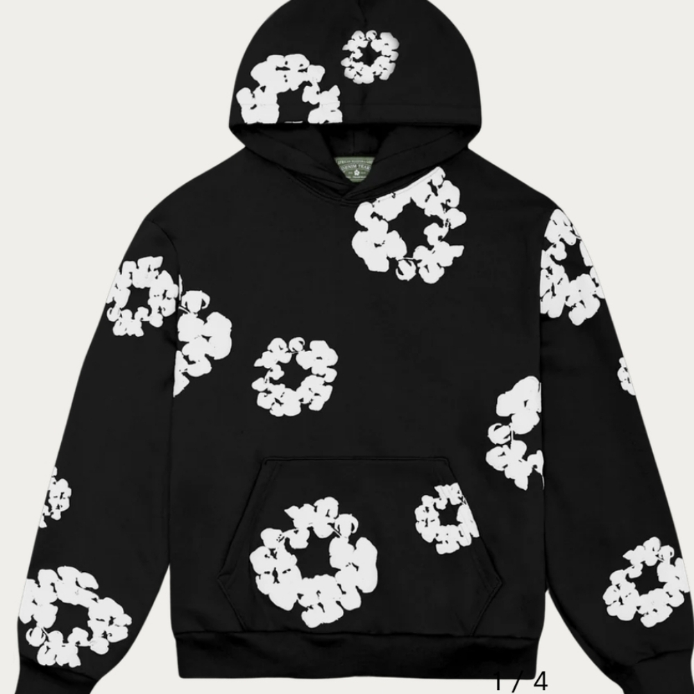 NWT Denim Tears The Cotton Wreath Hooded Sweatshirt Black Unisex Medium